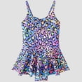thumbnail image 1 of IROINID Toddler Kids Baby Girls Fashion Cute Leopard Print Bikini Ruffles One-piece Swimsuit Multicolor 5-6Years, 1 of 9