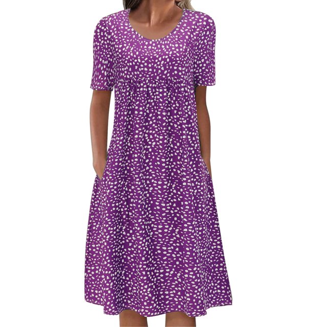 Ketyyh-chn99 Robe T-Shirt Femme Grande Taille Robe Maxi Robe Décontractée Mini Robe Ample Confortable à Rayures Manches Longues Longue Robe Violet,G