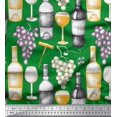 thumbnail image 1 of Soimoi Poly Georgette Fabric Grapes,Wine Glass & Bottle Printed Fabric 1 Yard 52 Inch Wide, 1 of 3