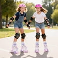thumbnail image 2 of Costway Patins Quads Réglables à 4 Tailles avec Roues Lumineuses Protection de Sécurité pour 13 Ans et Plus Rose, 2 of 10