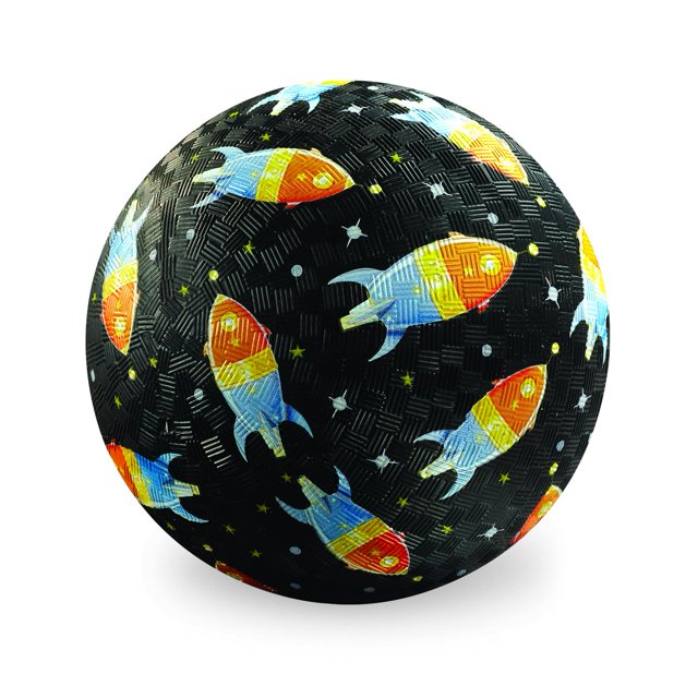 Crocodile Creek Rubber Playground Ball Ships Inflated PVC-Free Durable Design for Outdoor Games and Active Ball Sports for Kids Ages 3 Years and Up 7 Size Rockets in Space