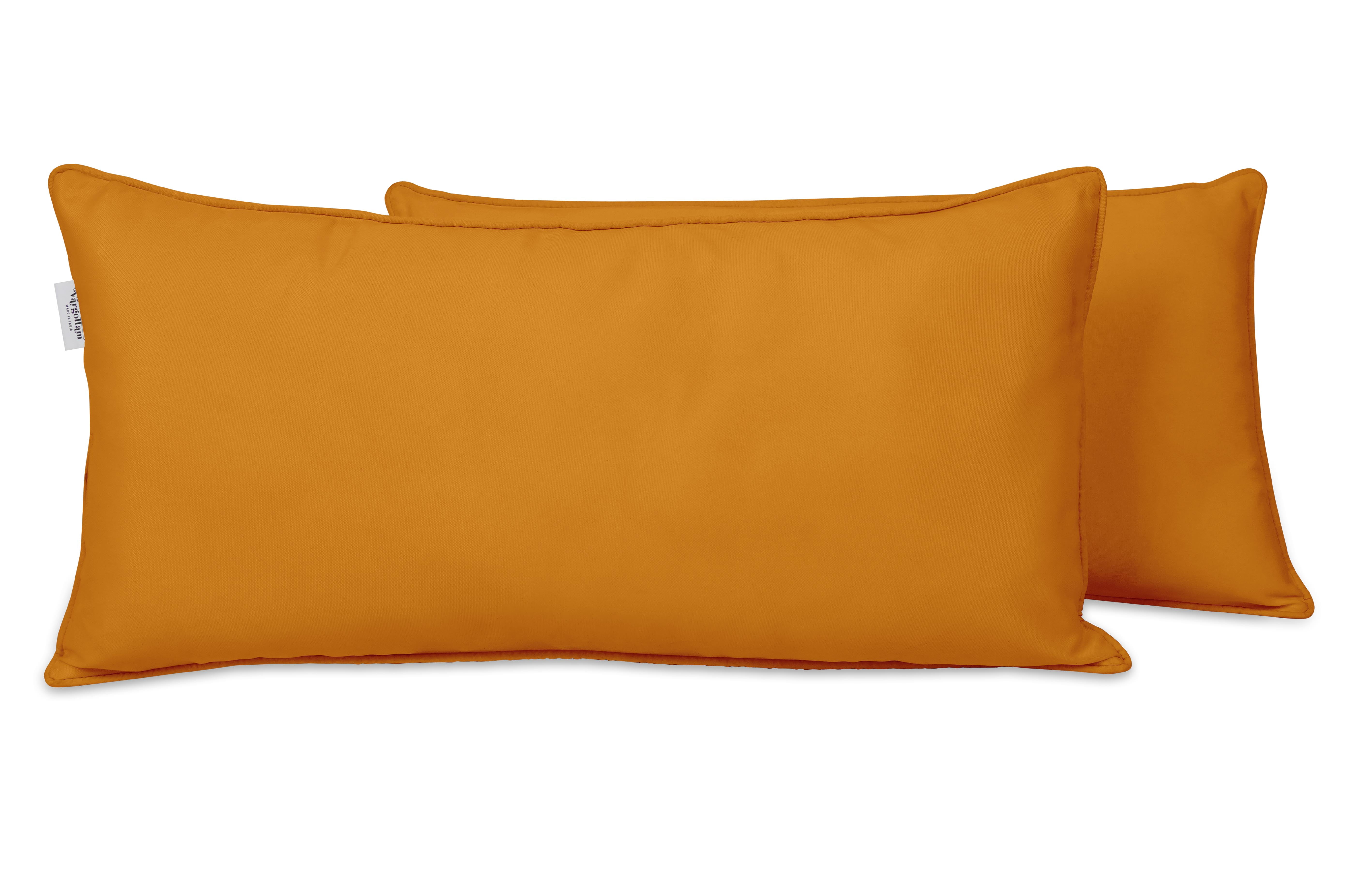 VargottamIndoor/OutdoorPolyester FabricLumbarPillowCover,All-Weather Waterproof Rectangular Cushion Case for Patio Furniture,12" x 24"Set of 2-Mustard Yellow