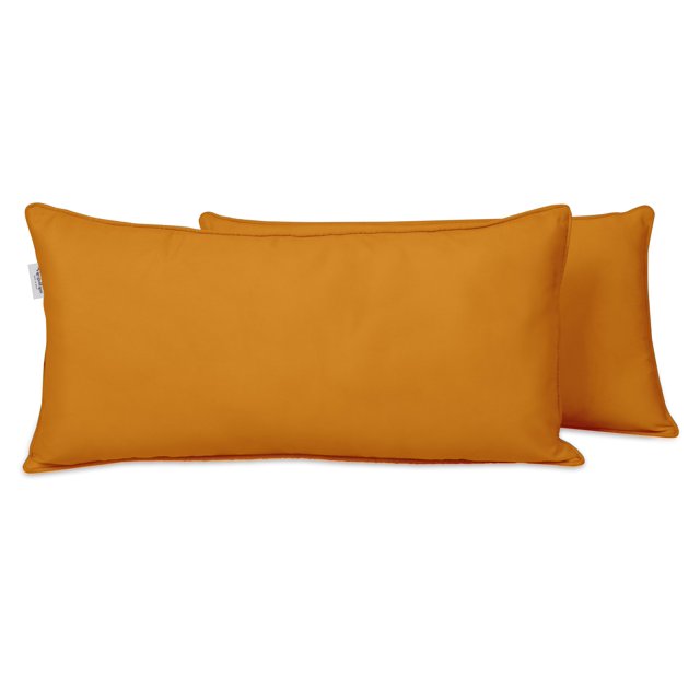 VargottamIndoor/OutdoorPolyester FabricLumbarPillowCover,All-Weather Waterproof Rectangular Cushion Case for Patio Furniture,12" x 18"Set of 2-Mustard Yellow