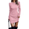 thumbnail image 1 of Innerwin Robe Chandail Col Rond Chandail pour Femmes Chandail d'Hiver Manches Longues Élégante Mini Robes Rose TG, 1 of 2