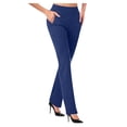 thumbnail image 2 of CFLVAEK Fitted Business Pants for Women Solid Mid Rise Pockets Pants Full Length Micro Pull Temperament Trousers Leisure Lounge Working Pants, 2 of 4