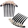 thumbnail image 1 of 2 Pcs Peigne de Mariée Perles de Mariage Peigne de Mariée Accessoire de Cheveux en Strass, 1 of 8