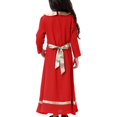 thumbnail image 4 of Belles Robes de Pâques pour Filles en Liquidation Robe Longue Musulmane Filles Moyennes Grandes Manches Longues Col Claudine Robe à Blocs de Couleur Robe Bouffante pour Filles Robe Tutu pour Tout-Petits Rouge Nouveau, 4 of 7