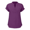 thumbnail image 4 of WEIYLL Womens T Shirts Summer Loose Fit V Neck Curved Hem Flowy Solid Purple Tops Sizes S, 4 of 5