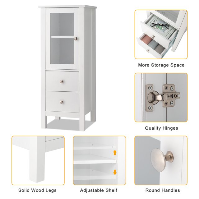 FCH Nordic Simple MDF Spray Paint Single Door Two Drawer Bathroom Cabinet White