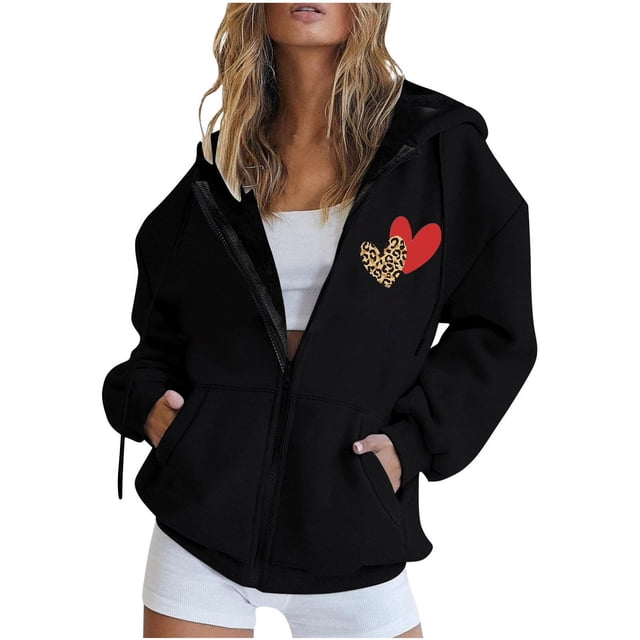 Chandails à Capuche Zippés pour Femmes Rabais de 50 % en Liquidation Mode Fermeture Éclair Col en V Hauts à Enfiler Manches Longues Blouse à Capuche Imprimée Chandail