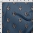 thumbnail image 4 of oneOone Velvet Blue Fabric Asian Block Face Craft Projects Decor Fabric Printed By The Yard 58 Inch Wide, 4 of 4