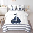 thumbnail image 1 of Erosebridal Literie Bateau Bleue Format Grand, Ensemble de Lit Océan Mer Format Grand, Décoration de Chambre Nautique, Réversible, Léger, 7 Pcs, 1 of 1
