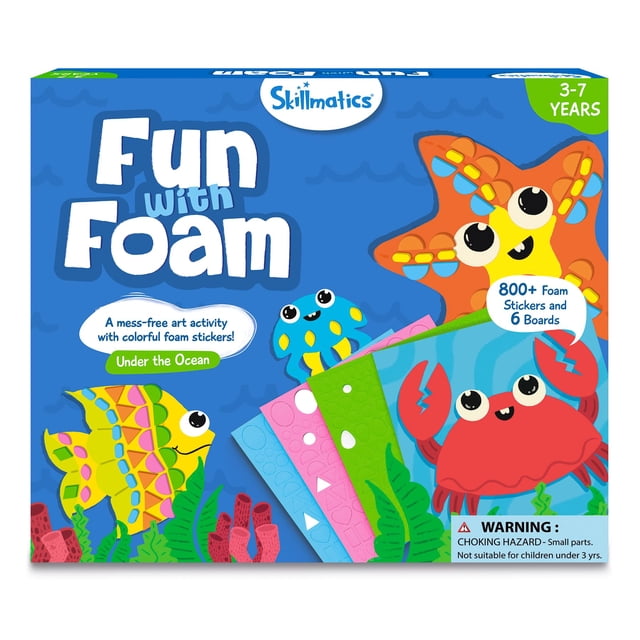 Skillmatics Art Activity - Fun with Foam Underwater Animals No Mess Felt Sticker Art for Kids Craft Kits DIY Activity Gifts for Boys & Girls Ages 3 4 5 6 7 Travel Toys