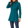 thumbnail image 4 of INSPIRE CHIC Manteau pour Femme à Col Peter Pan, Pardessus à Double Boutonnage, Trench d'Hiver Caban Bleu Lac L, 4 of 6
