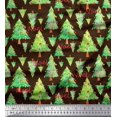 thumbnail image 1 of Soimoi Brown polyester Crepe Fabric Text & Christmas Tree Fabric Prints By Yard 42 Inch Wide, 1 of 5