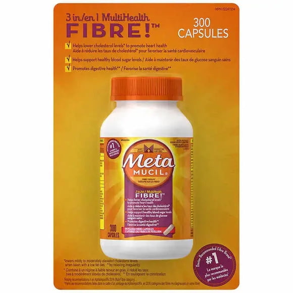 Metamucil 100% Natural Psyllium Husk Daily Fibre Supplement - 300 Capsules | Digestive Wellness