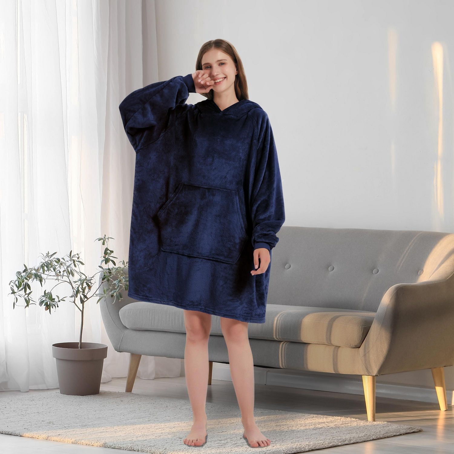 Sweat à capuche portable Marina Decoration avec manches et poche géante, couverture à capuchon surdimensionnée en peluche confortable pour adultes