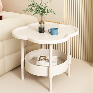 Staron Petite Table d'Appoint Tables de Chevet Chambre Étagère de Rangement Maison Sofa Mini Petite Table de Nuit Armoire Blanc