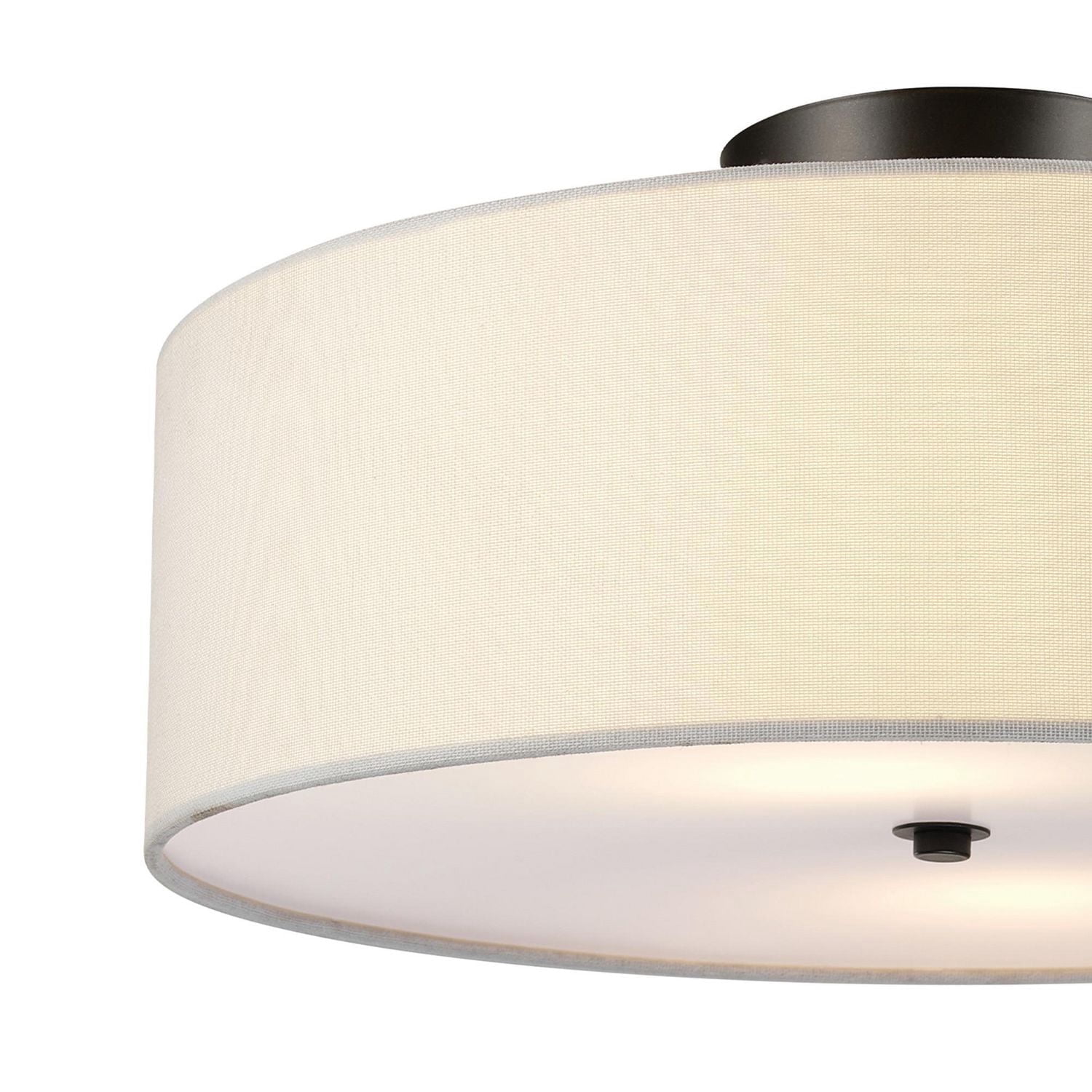 Globe Electric Kyle 2-Light Metal Flush Mount Ceiling Light, Dark Bronze, White Linen Shade, 60315