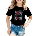 thumbnail image 1 of LUOGENLI T-Shirt pour Filles Enfant Filles Mignon Imprimé Graphique Col Rond Manche Courte Tee Été Décontracté T-Shirt Chandails pour Filles Tendance Été Court Noir 11-12 Ans, 1 of 5