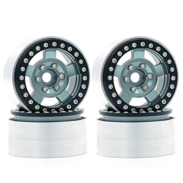 Moobody Aluminum Alloy Wheel Rim Beadlock Wheel Rims Hub 4pcs Replacement for 1/10 TRX4 Axial SCX10 90046 SCX10 III AXI03007 AXI03003 RC Car