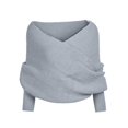 thumbnail image 4 of RXIRUCGD Women's Casual Solid Color Irregular Pullover Solid Color Sweater Shawl( Gray ), 4 of 4
