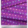 thumbnail image 2 of Soimoi Purple Georgette Viscose Fabric Rabbit Animal Print Fabric by the Yard 42 Inch Wide, 2 of 3