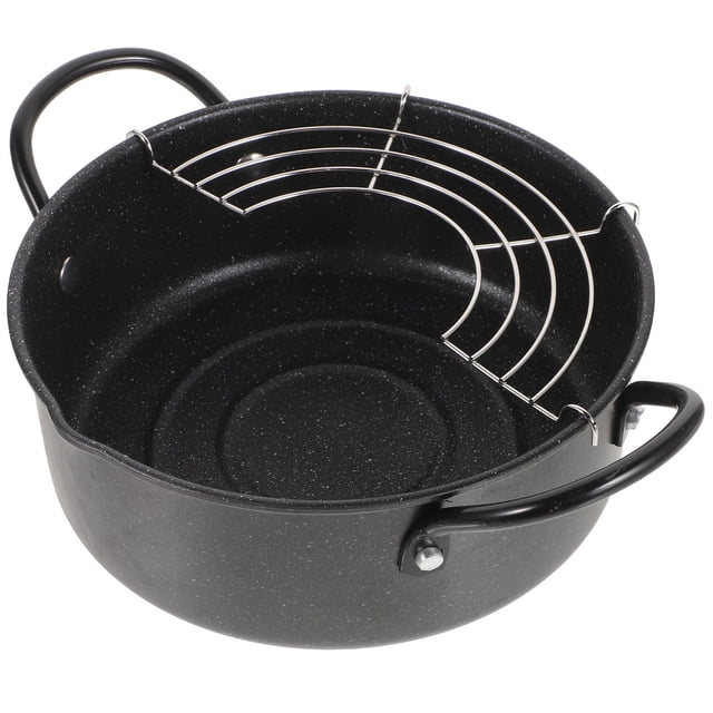 WHAMVOX Casserole à Frire à l'Huile Ronde en Fer Facile à Nettoyer 1 Ensemble