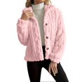 thumbnail image 1 of Breezora Women's Reversible Fleece Coat Winter Warm Stand Collar Button Down Twisted Design Jacket L Size Pink, 1 of 9
