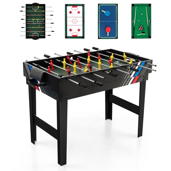Gymax Table de Jeu Multi 4-en-1 49 Pieds' Ensemble de Jeu Combo avec Soccer Billard pour Salle de Jeux à la Maison