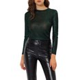 thumbnail image 1 of INSPIRE CHIC Haut pour Femme à Manches Longues Scintillant Pailleté Brillant Métallisé Hauts TP Vert, 1 of 7