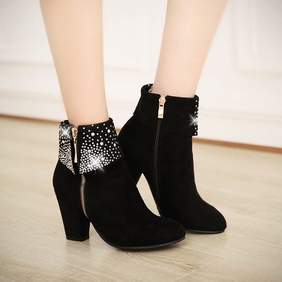 High-heeled Rhinestone Short Boots Women's Wedding Boots