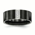 thumbnail image 1 of Stainless Steel Brushed Black IP Flat Three CZ Ring Size 8.5, 1 of 7