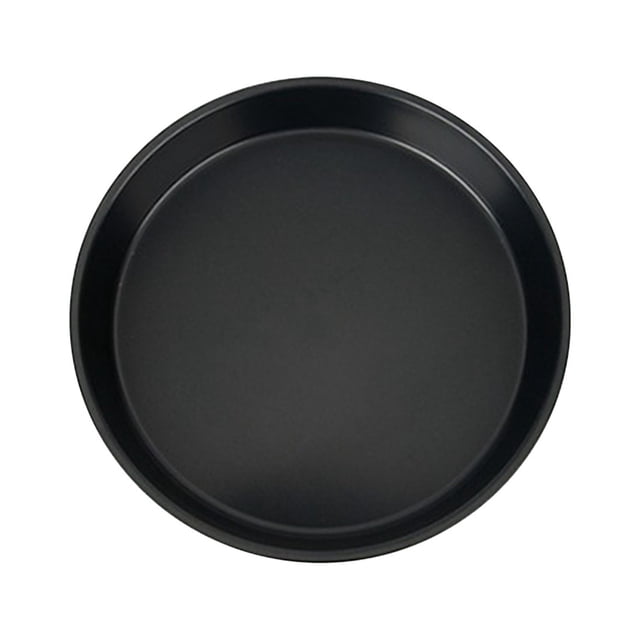 Pizza Pans for Baking, 10-inch round steel pizza pan with a non-stick coating, designed for oven use. Features a gently sloped edge to prevent crust spills and a durable carbon steel construction for even heat distribution. Suitable for baking pizza, bread, cakes, and reheating leftovers. Ideal kitchen bakeware for home and restaurant use.
