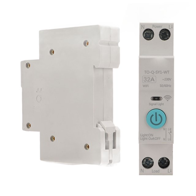 Wifi Circuit Breaker, Phone Remote Control 3 Timing Modes Function Wifi Smart Switch DIN Rail Mounted Smart Wifi Switch for Household Appliances Suitable for Smart Home