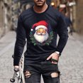 thumbnail image 2 of UVEASISHA Liquidation à 90 pour Cent T-Shirts de Noël pour Hommes à Manches Longues Col Rond T-Shirts Grande Taille Imprimé Père Noël T-Shirts Graphiques Amusants pour Hommes Cadeaux de Noël Mode T-Shirt Hipster Hauts Bleu Marine P, 2 of 6