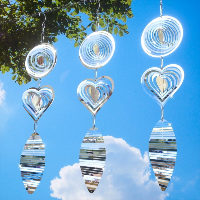 WHEANG Reflective 3D Stainless Bird Scare Devices Wind Garden Decor Outdoor
