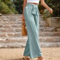 thumbnail image 4 of Snoarin Wide Leg Pants for Women Spring Solid Color Elastic Waist Linen Versatile Straight Tube Casual Wide Leg Pants Loose Pants for Women Summer on Clearance, 4 of 6