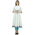 thumbnail image 1 of Bimba Womens Designer Cotton Kurta Long Flared Anarkali Kurti Dress With Pom-Pom, 1 of 9