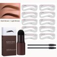 thumbnail image 1 of Ensemble de 2 Pochoirs pour Sourcils Brun Foncé + Brun Clair, Ensemble de Mise en Forme en une Étape avec Tampon à Sourcils Imprimé sur les Sourcils, Styliseur de Sourcils Imperméable, Tampon à Sourcils Longue Tenue, 10 Pochoirs Réutilisables, 1 of 7