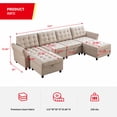 thumbnail image 2 of Puremind Modular Sofa with Storage Ottoman, U Shaped Sectional Couch with Adjustable Armrests for Living Room/Apartmenty, Beige, 2 of 7