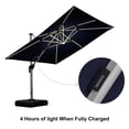 thumbnail image 4 of PURPLE LEAF Parasol de Patio Carré de Luxe de 11 Pi à DEL Alimenté par Solar avec Base, Grand Parasol Déporté à Mât Décentré avec Rotation à 360°, Bleu Marine, 4 of 16