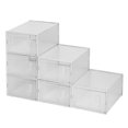thumbnail image 3 of Ktaxon 6 PCS DIY Multipurpose Shoe Storage Boxes and Bins Container Toy Boxes Organizer White with Clear Lid for Closet Entryway Kitchen Home, Foldable Stackable, Soft Plastic, 3 of 10