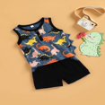 thumbnail image 2 of Boys Sets Letter Crew Neck Sleeveless Vest Tree Shorts, 2 of 6