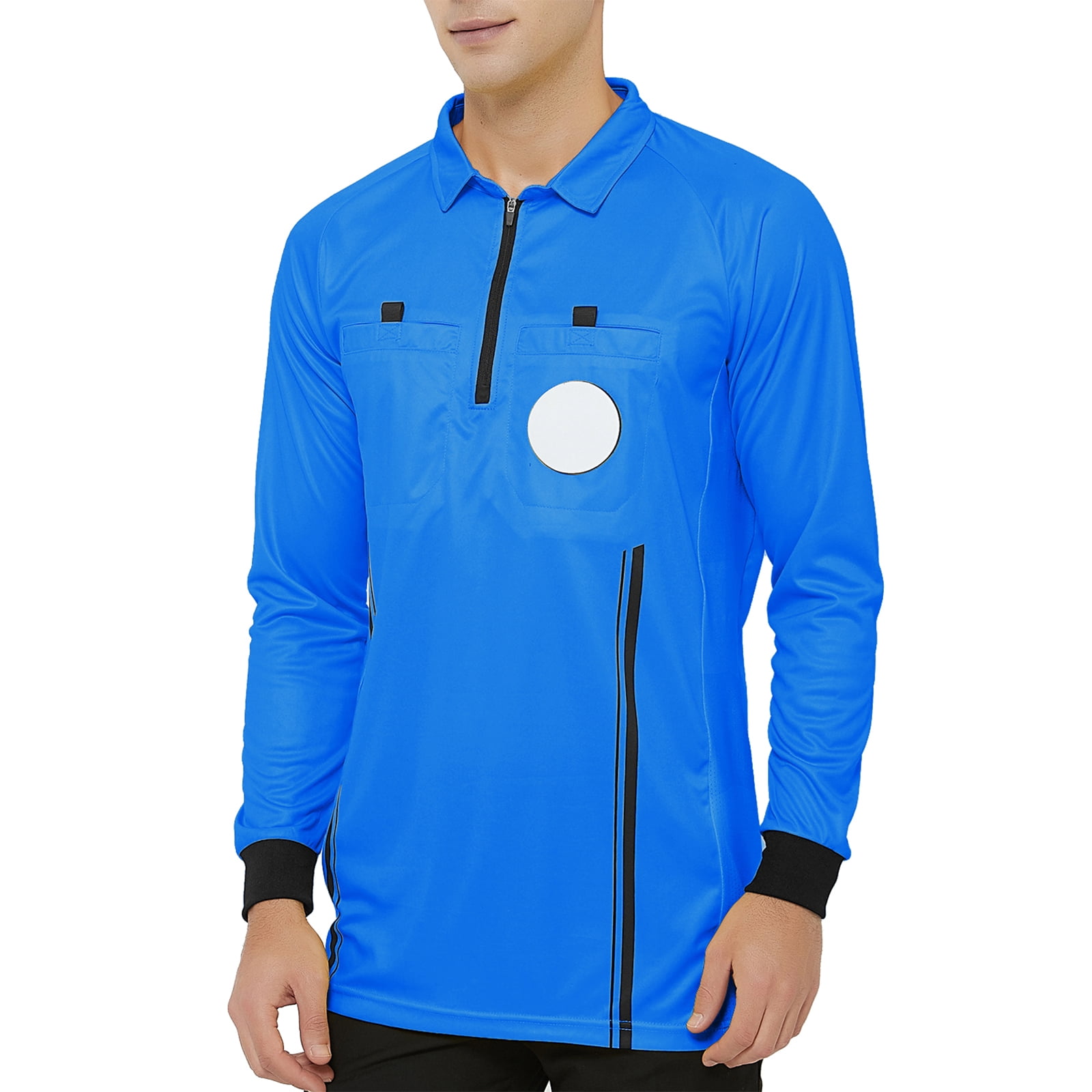 TOPTIE Chandail d'Arbitre Officiel de Soccer pour Homme à Manches Longues USSF Pro Uniforme-Bleu-P