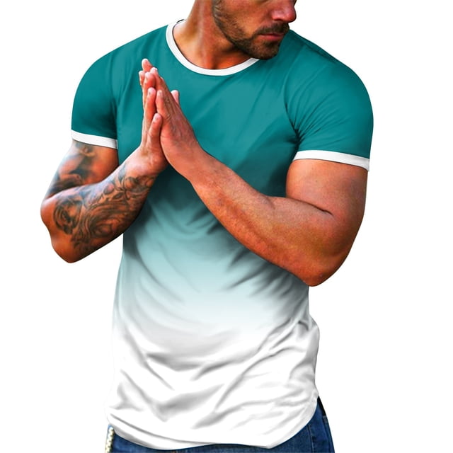 BOBOGOJP T-Shirts pour Hommes à Manches Courtes à Col Rond Chemises Amples Décontractées T-Shirt Hauts d'Automne (Vert Menthe,G)