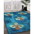 thumbnail image 3 of Ahgly Company Tapis d'Intérieur Lavables en Machine, Carrés de Transition Vert Turquoise Foncé, Carrés de 3', 3 of 7