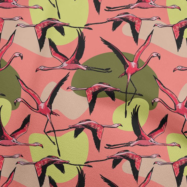 oneOone Rayon Medium Pink Fabric Flamingo Sewing Material Print Fabric By The Yard 56 Inch Wide