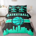 thumbnail image 1 of YST Ensemble de Literie Sport 7 Pcs pour Adolescents Garçons, Basketball, Lit Complet, Sarcelle Noir, 1 of 4
