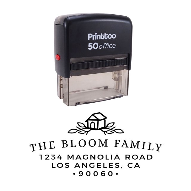 Printtoo Self Inking Custom Text Personalized Address With House Design Envelope Rubber Stamp-Black